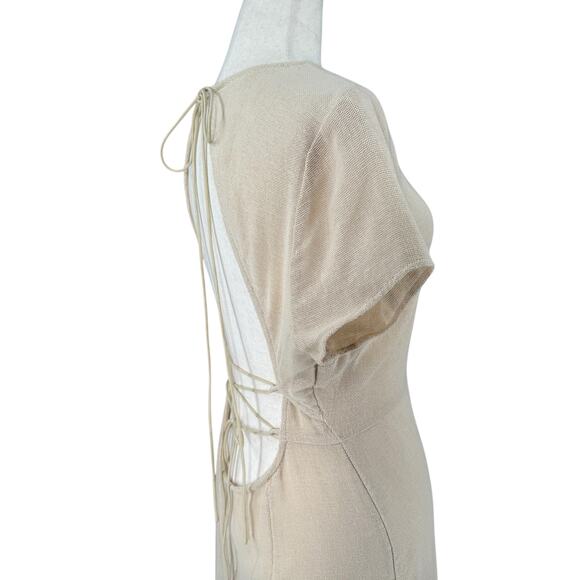 Free People Free-est Baby Tee Maxi Dress Womens Size Small Beige Sheer Boho - Picture 5 of 15
